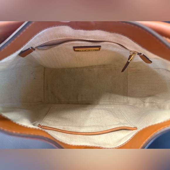 TORY BURCH Miller Mini Metal Logo Hobo Handbag in Aged Camello - Picture 11 of 16